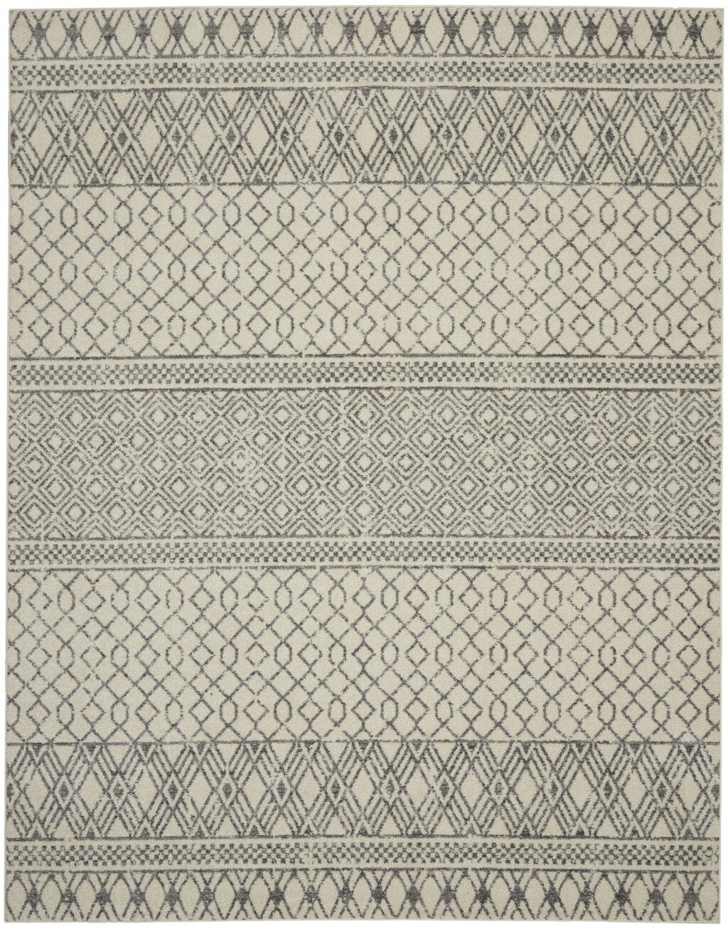 8' X 10' Ivory And Gray Geometric Area Rug