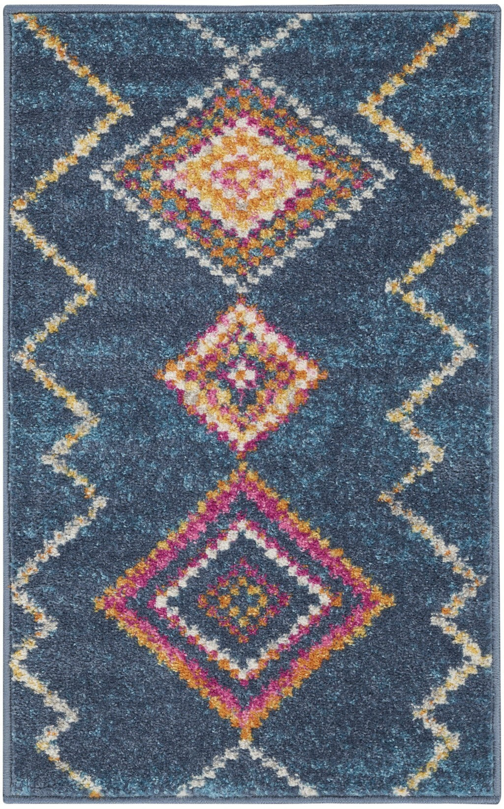 2' X 3' Navy Blue Berber Pattern Scatter Rug