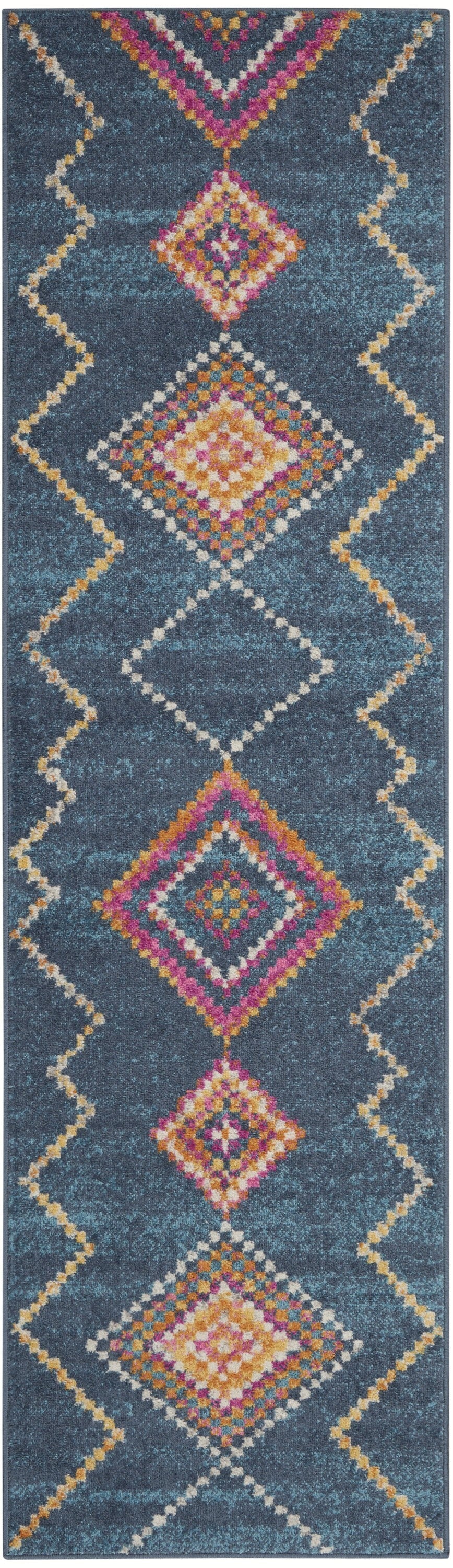 2' X 8' Navy Blue Berber Pattern Runner Rug