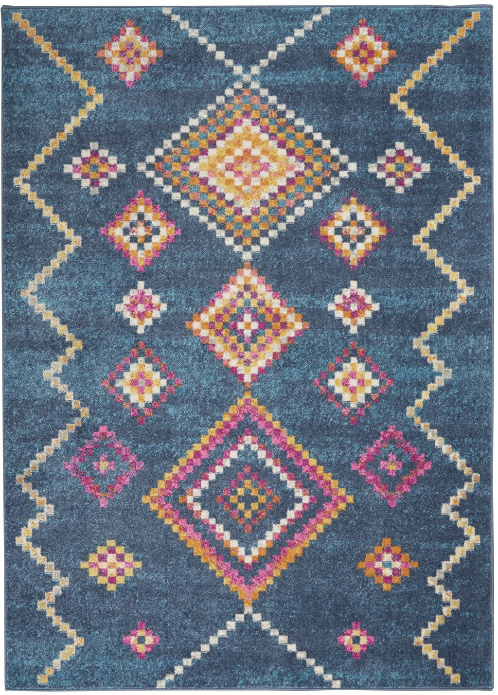 4' X 6' Navy Blue Berber Pattern Area Rug