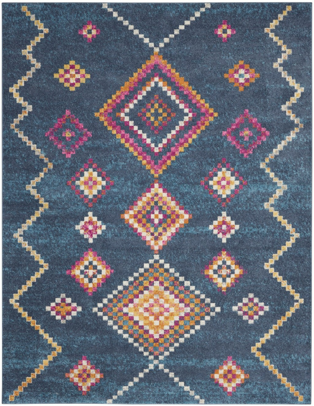 7' X 10' Navy Blue Berber Pattern Area Rug