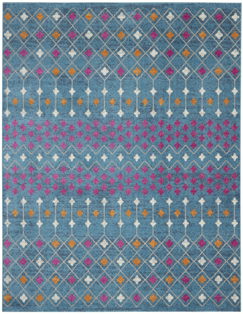 7' X 10' Blue Jewels Geometric Area Rug