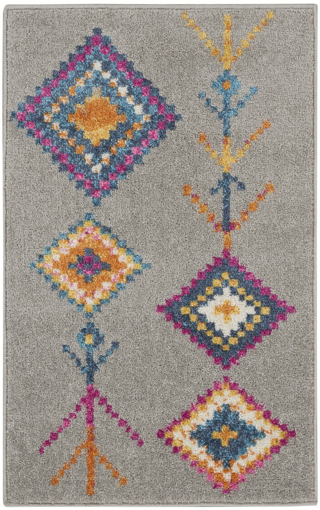 2' X 3' Gray And Multicolor Geometric Scatter Rug