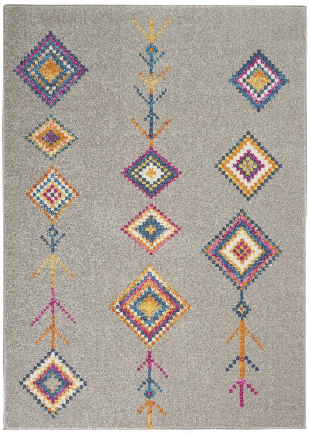 4' X 6' Gray And Multicolor Geometric Area Rug