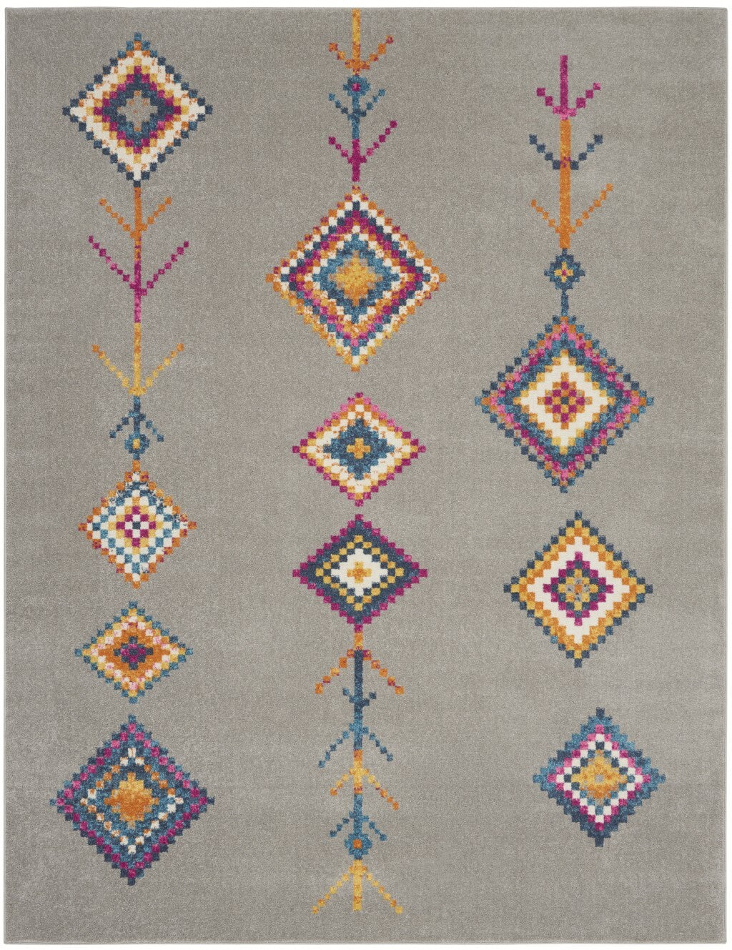 7' X 10' Gray And Multicolor Geometric Area Rug