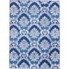 4' X 6' Blue And Ivory Damask Area Rug