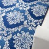 6' X 9' Blue And Ivory Damask Area Rug