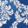 6' X 9' Blue And Ivory Damask Area Rug