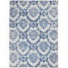 4' X 6' Ivory And Navy Damask Area Rug