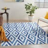 6' X 9' Ivory And Blue Diamond Area Rug