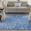 5' X 7' Blue And Ivory Floral Vines Area Rug