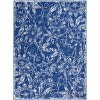 5' X 7' Navy And Ivory Floral Vines Area Rug