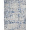 5' X 7' Gray And Blue Abstract Grids Area Rug