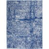 4' X 6' Ivory And Navy Abstract Grids Area Rug