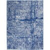 5' X 7' Ivory And Navy Abstract Grids Area Rug