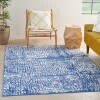 6' X 9' Ivory And Navy Abstract Grids Area Rug