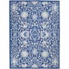 4' X 6' Navy And Ivory Intricate Floral Area Rug