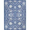6' X 9' Navy And Ivory Intricate Floral Area Rug