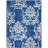 4' X 6' Navy And Ivory Damask Area Rug