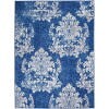 5' X 7' Navy And Ivory Damask Area Rug