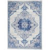 5' X 7' Ivory And Blue Medallion Area Rug