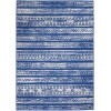 5' X 7' Navy Blue And Ivory Distressed Area Rug