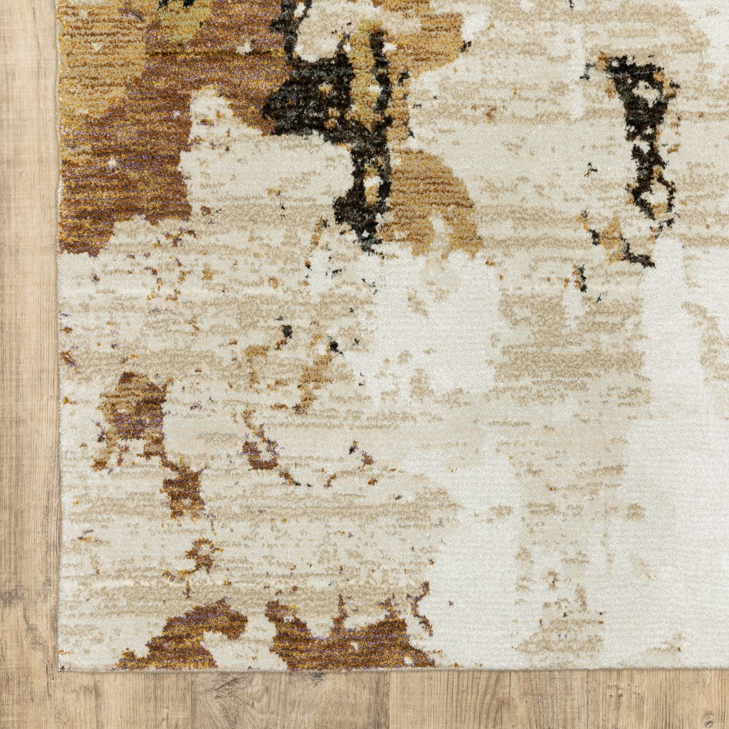 7' X 10' Abstract Weathered Beige And Gray Indoor Area Rug