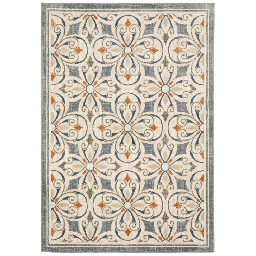 10' X 13' Gray And Beige Medallion Indoor Area Rug