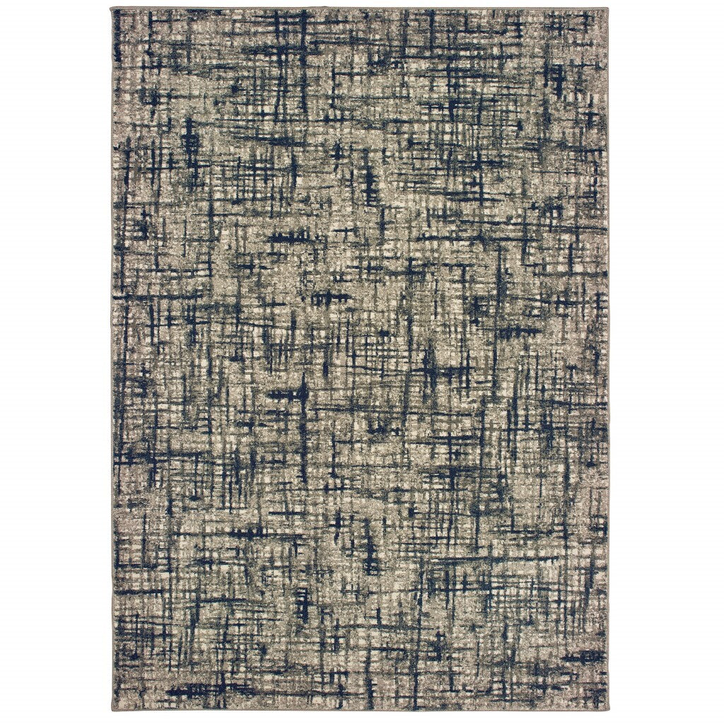 5'X8' Gray And Navy Abstract Area Rug