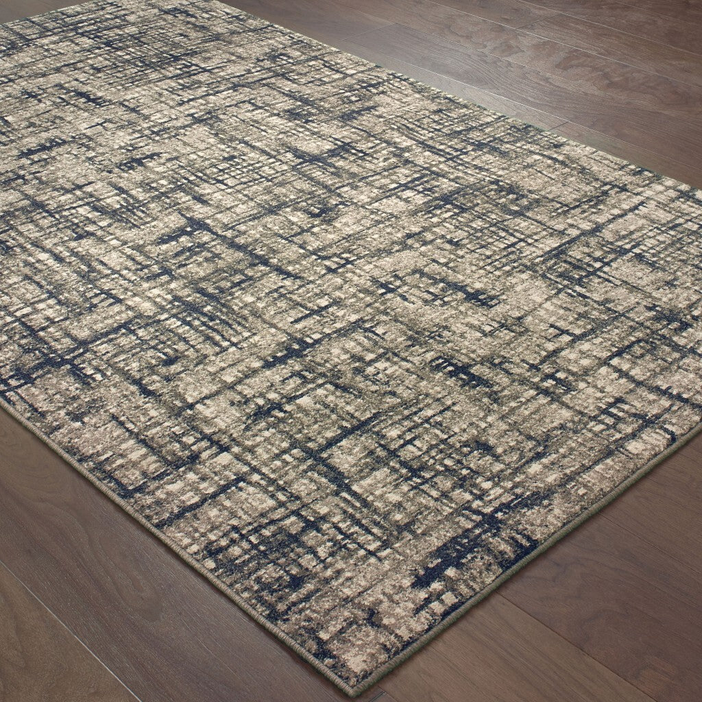 5'X8' Gray And Navy Abstract Area Rug