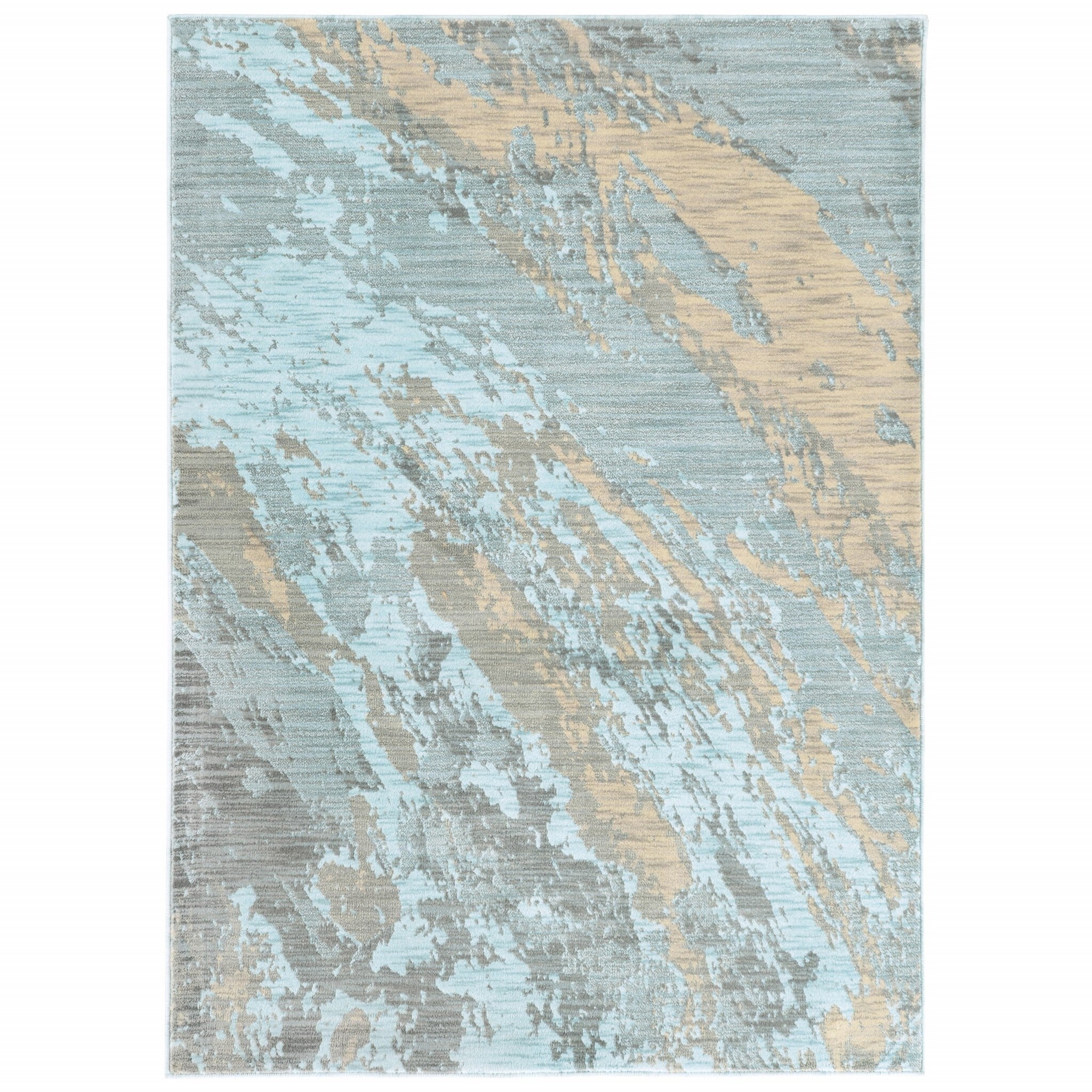 5'X8' Blue And Gray Abstract Impasto Area Rug
