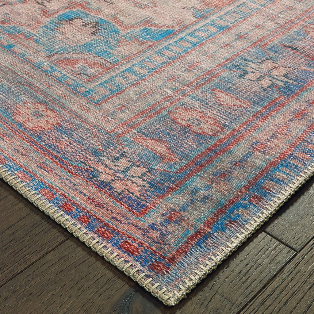 4'X6' Red And Blue Oriental Area Rug