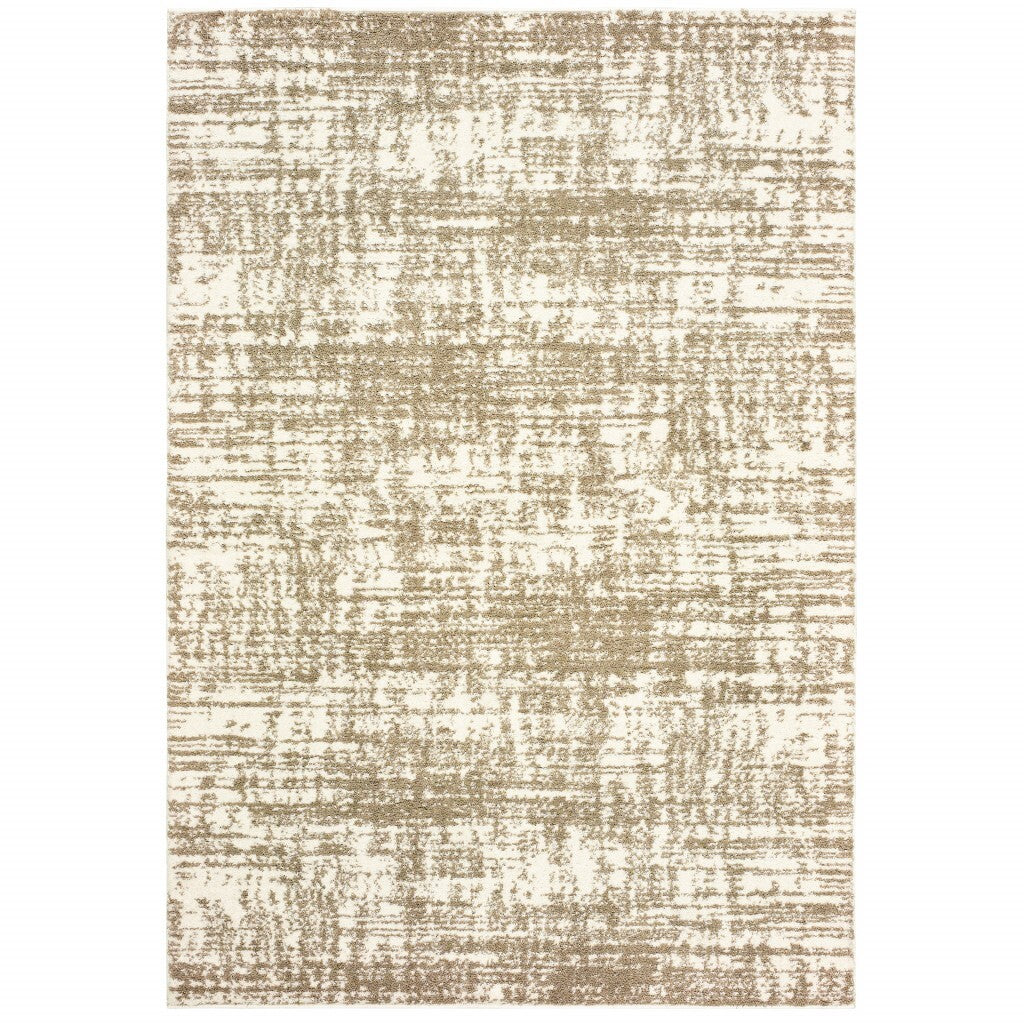 5'X8' Ivory And Gray Abstract Strokes Area Rug