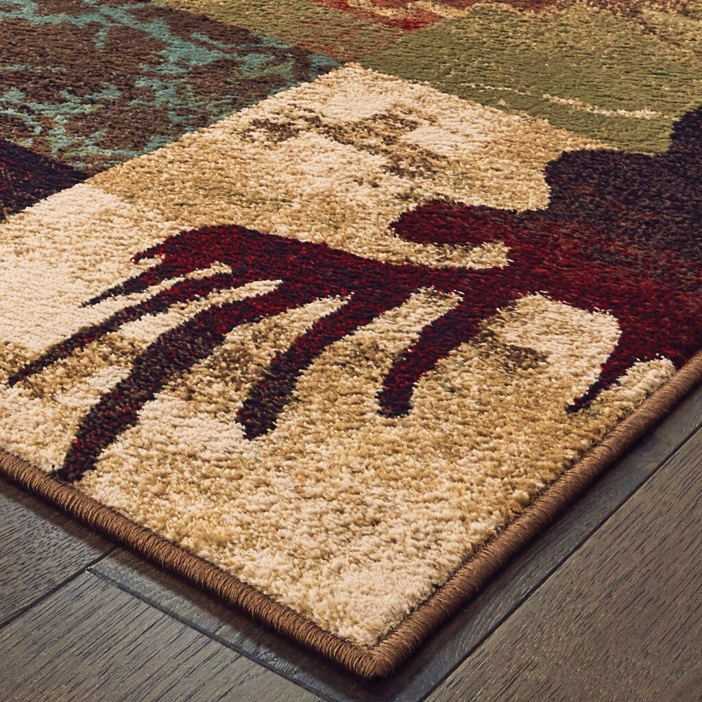 4'X6' Rustic Brown Animal Lodge Area Rug