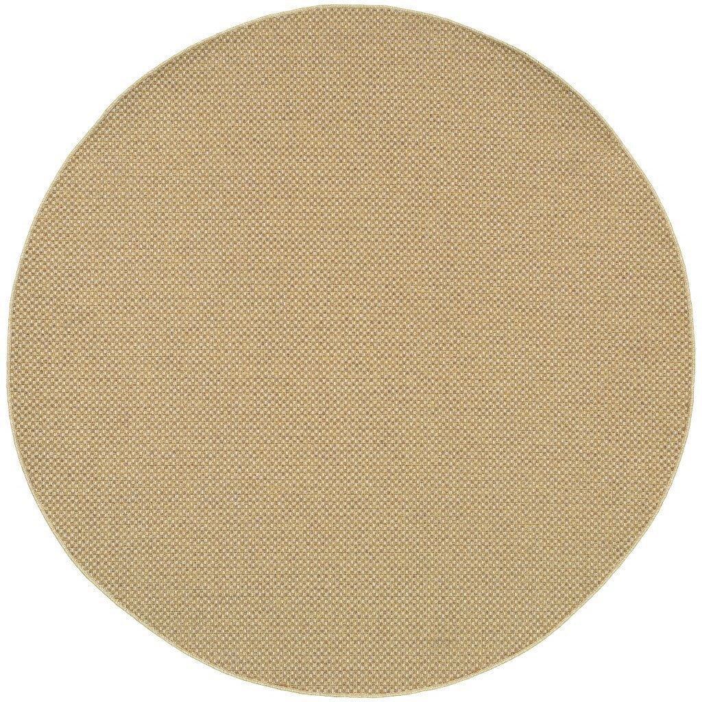 8' Round Solid Sand Beige Indoor Outdoor Area Rug