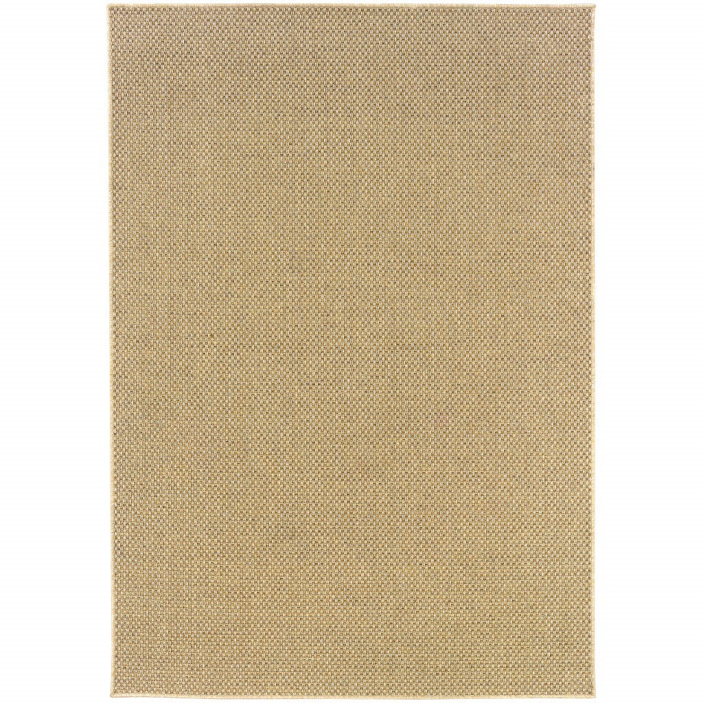 9'X13' Solid Sand Beige Indoor Outdoor Area Rug