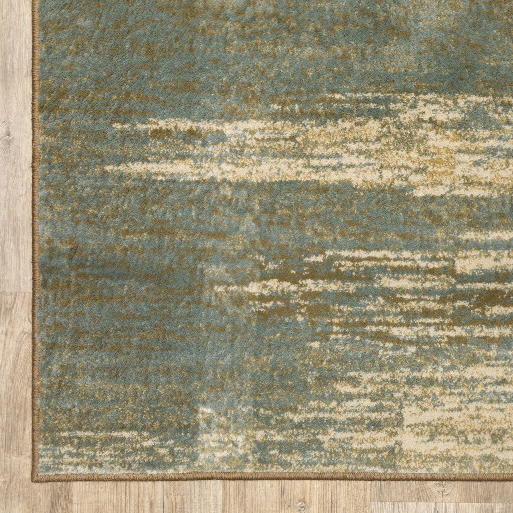 5'X7' Blue And Brown Distressed Area Rug