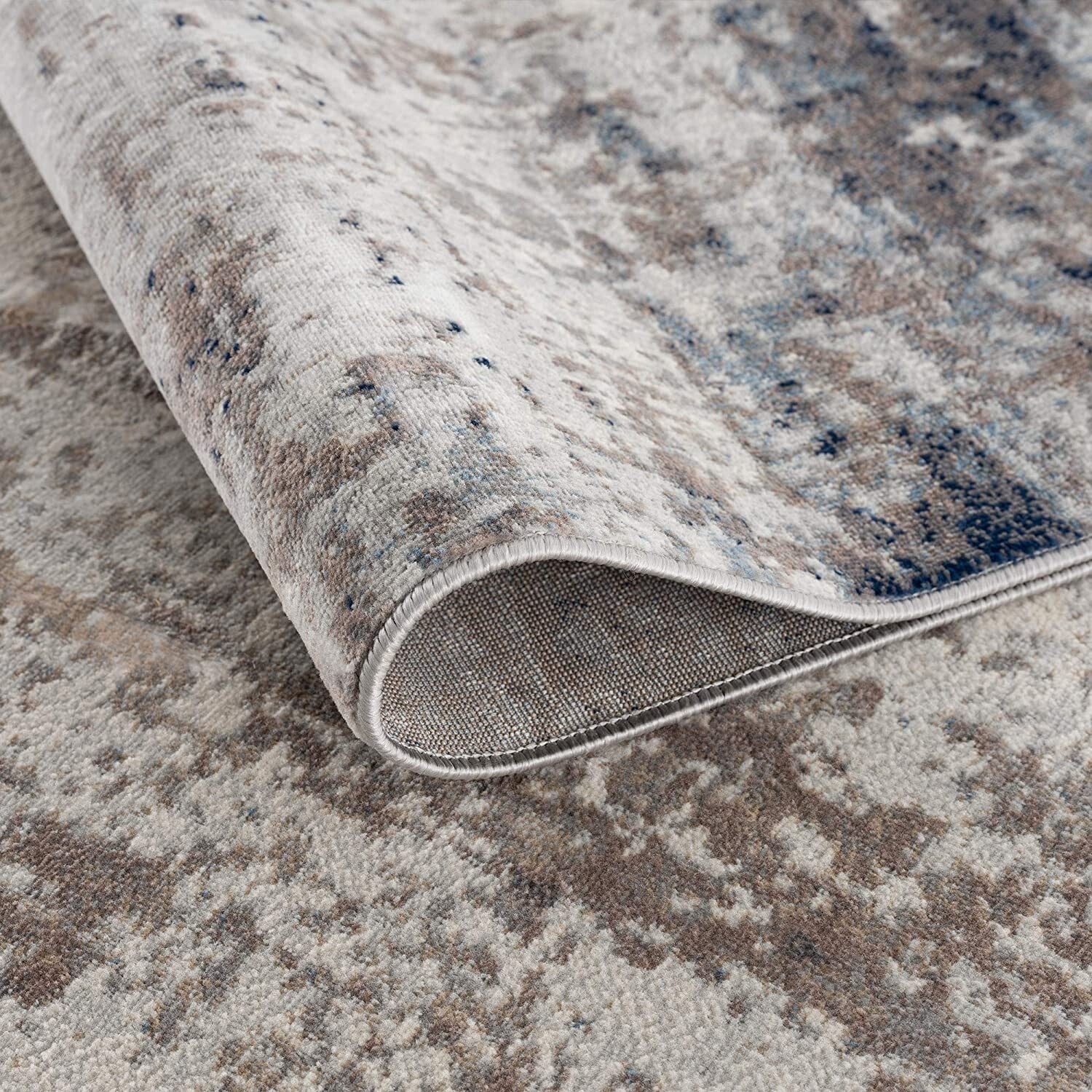 4' X 6' Navy Blue Distressed Striations Area Rug