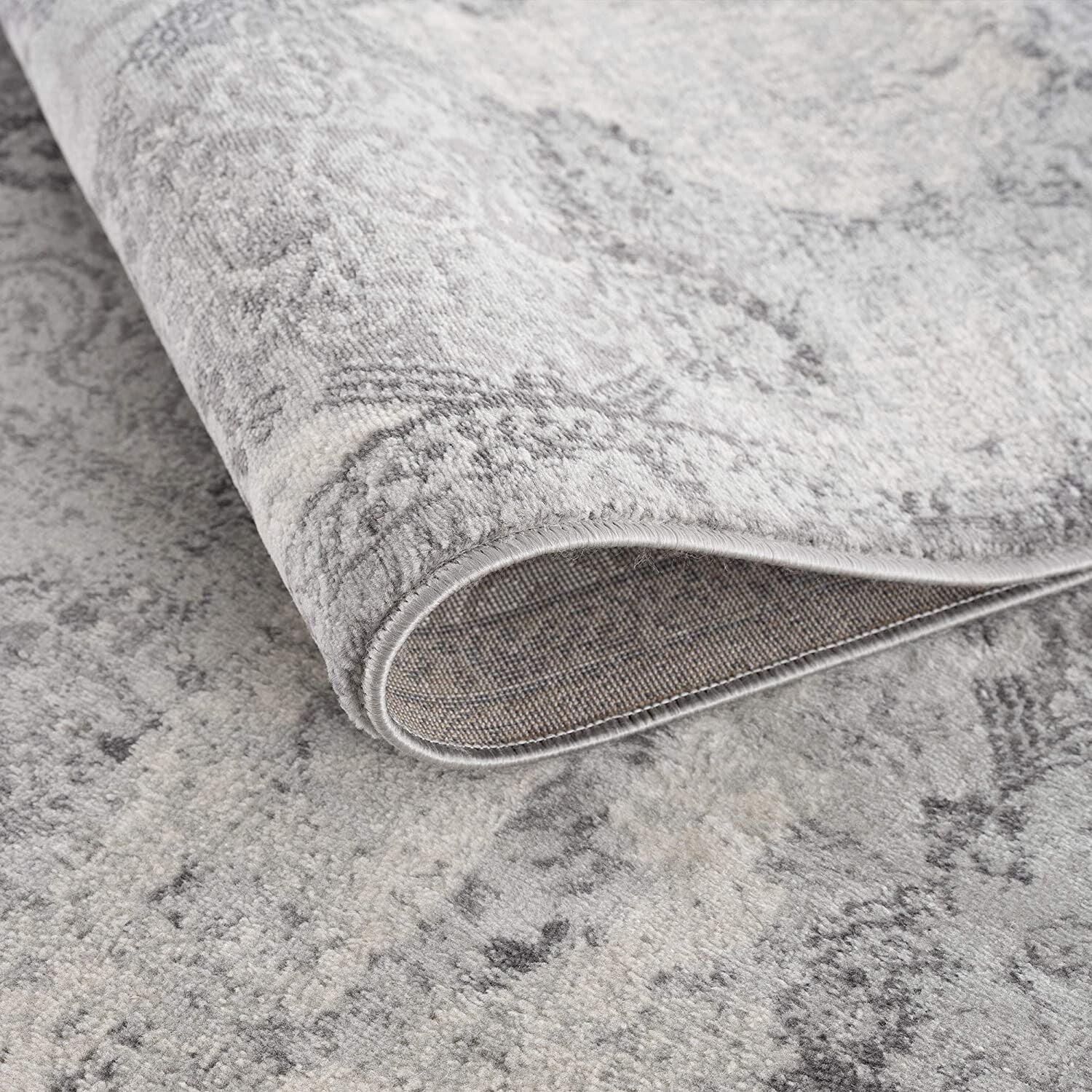 5' X 8' Gray Distressed Trellis Pattern Area Rug