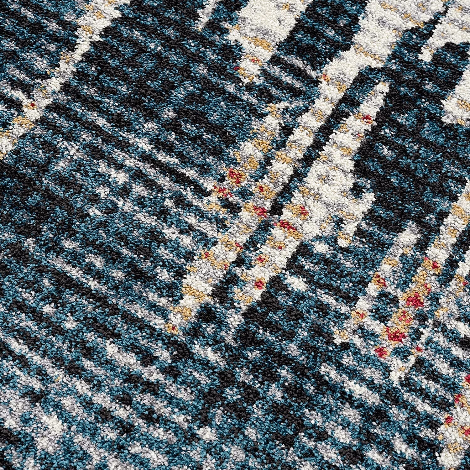 5' X 8' Blue And Red Mod Distressed Area Rug