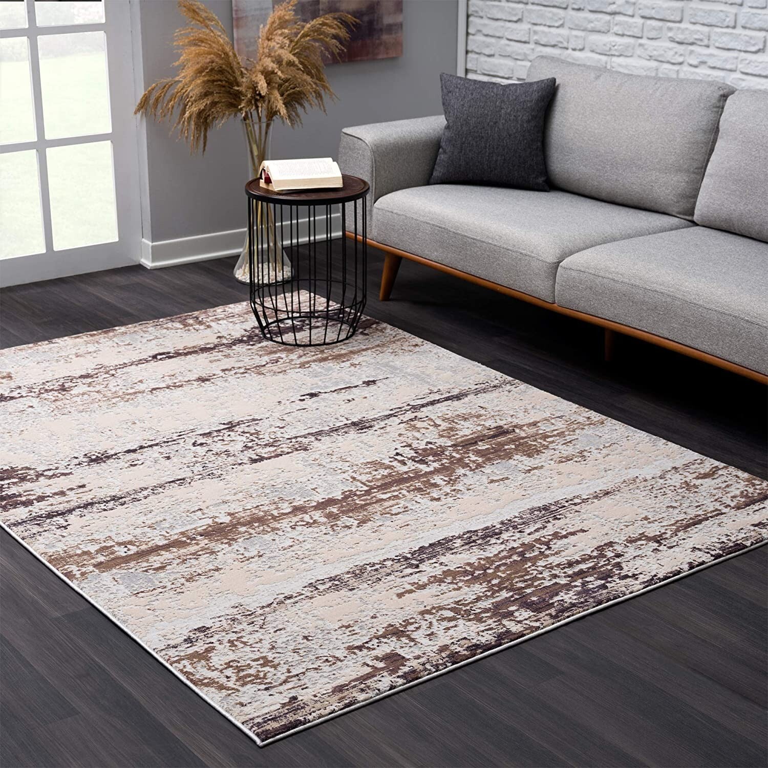 5' X 8' Violet Abstract Striations Area Rug
