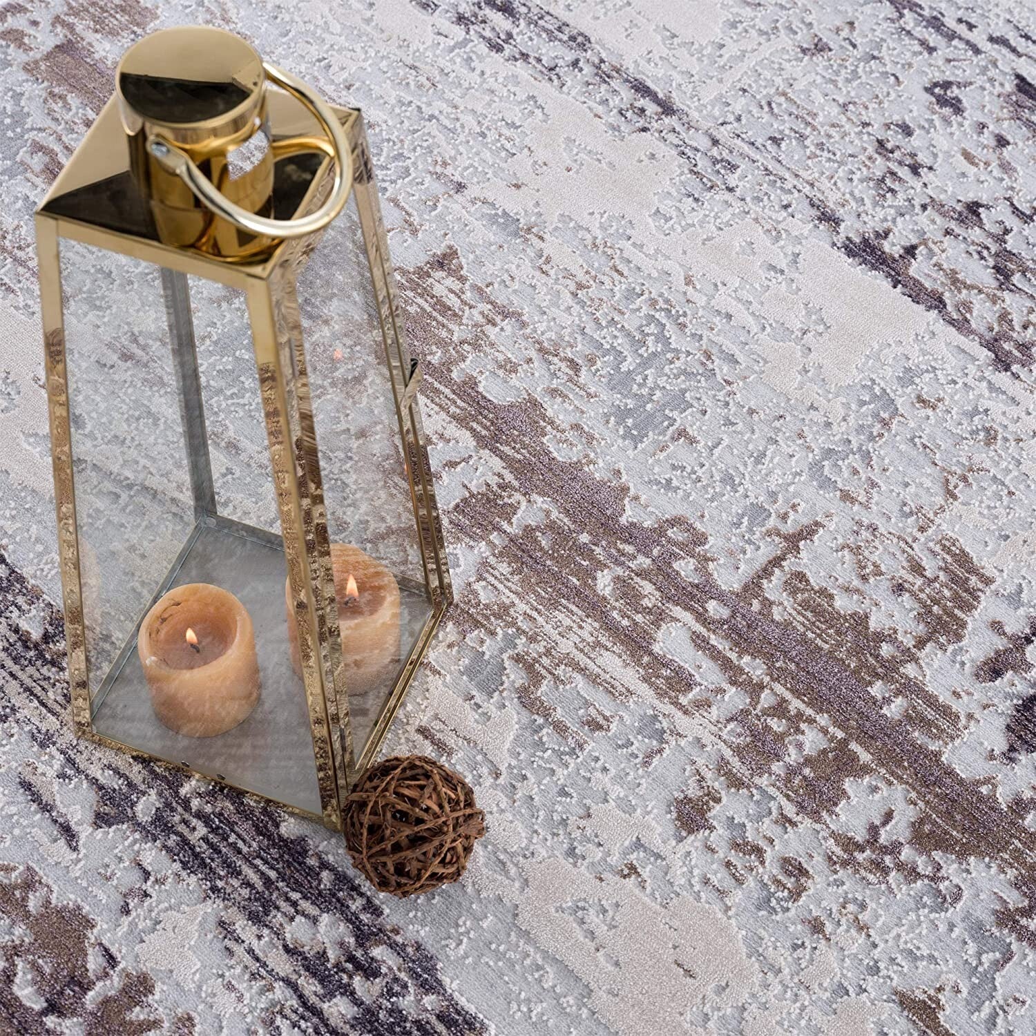 5' X 8' Violet Abstract Striations Area Rug