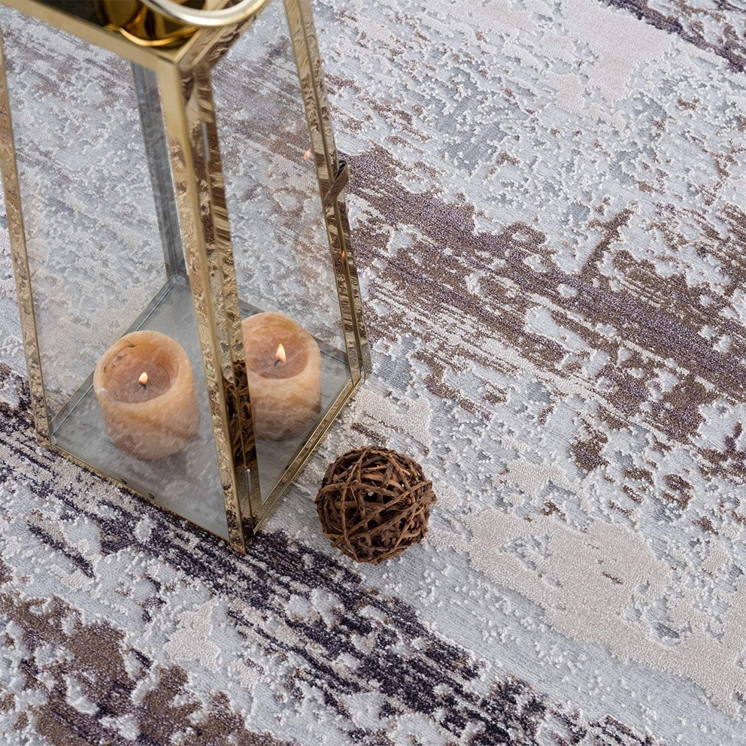 5' X 8' Violet Abstract Striations Area Rug