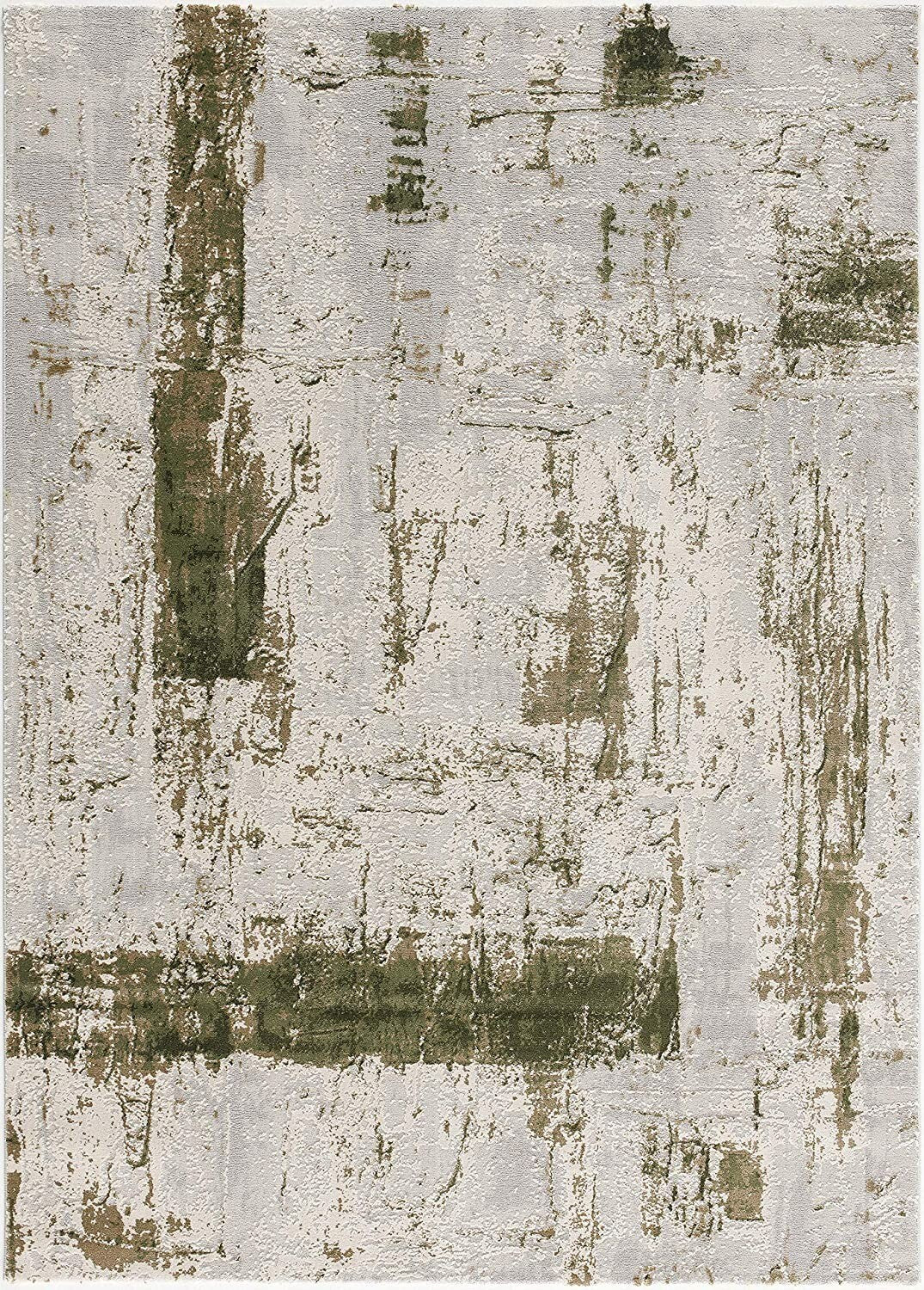 4' X 6' Green And Ivory Distressed Area Rug