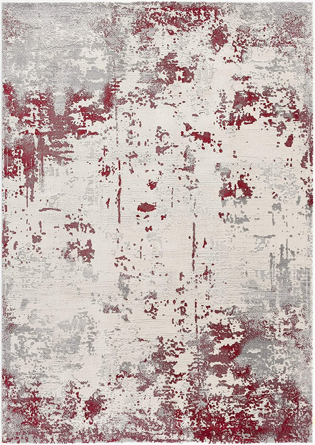 7' X 10' Red And Gray Modern Abstract Area Rug