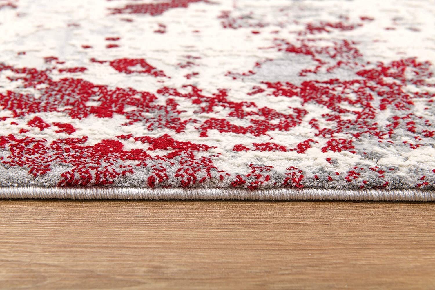 7' X 10' Red And Gray Modern Abstract Area Rug