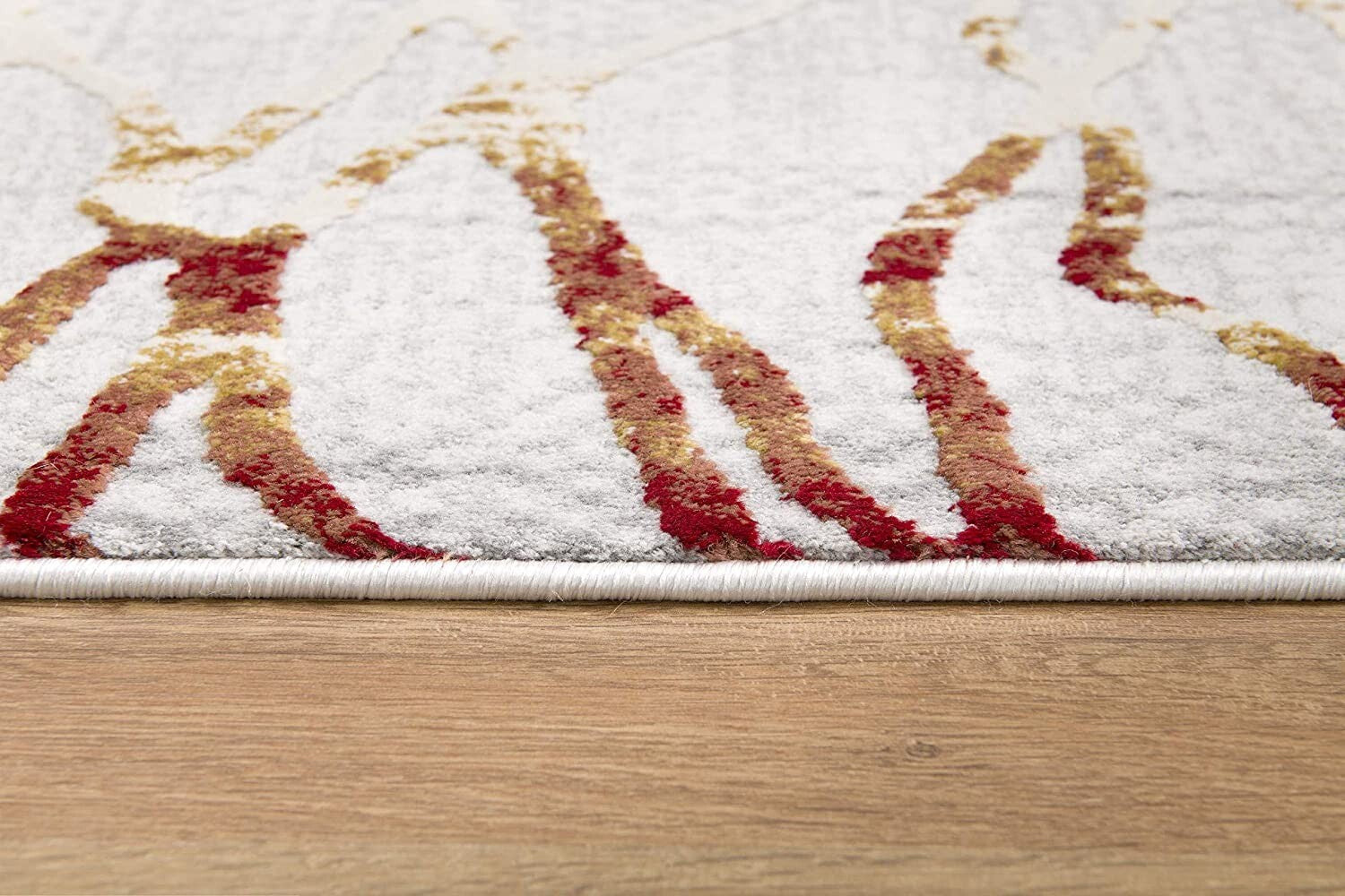 7' X 10' Gold And Ivory Abstract Branches Area Rug