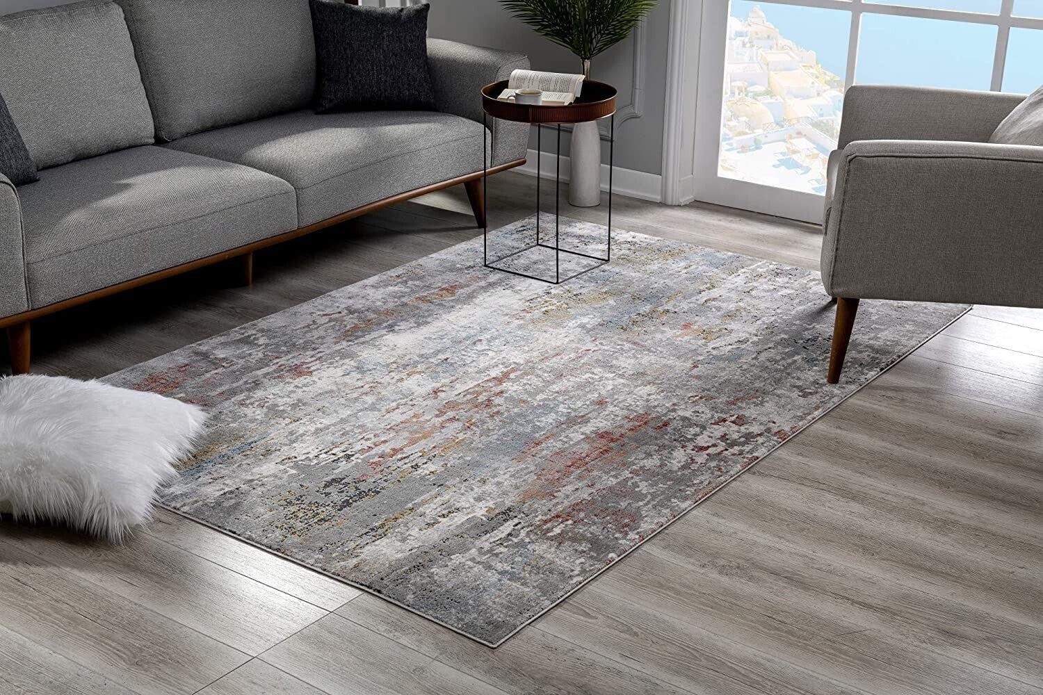 2' X 13' Gray Abstract Pattern Runner Rug