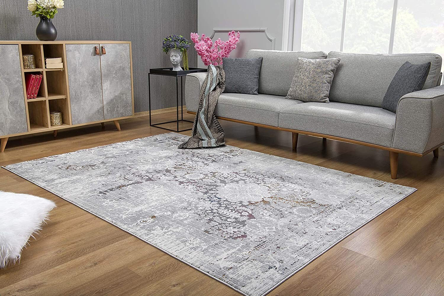 4" X 6" Gray Abstract Patterns Area Rug