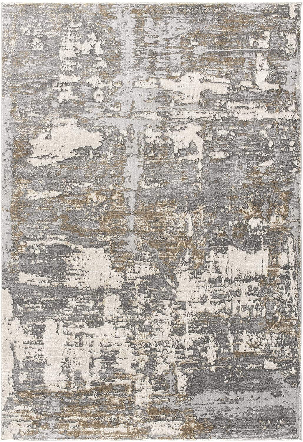 7' X 10' Beige And Gray Distressed Area Rug